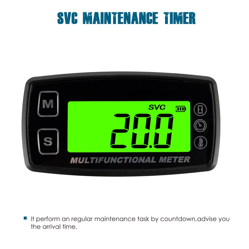 Runleader RL-HM035T-TS003 Digital Engine Temp Gauge Hours Tachometer, Backlight Display, Replaceable Battery and Waterproof Design. - Image 4